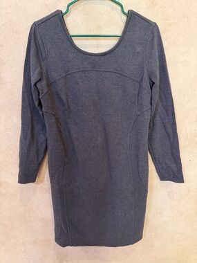 Athleta heathered gray structured knit Long Sleeve Scoop mini Dress large